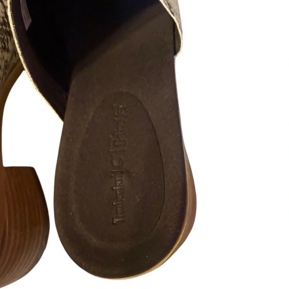 Timberland Women’s Snake Print Block Heel Sandal Sz 6.5 Lug Sole Comfort